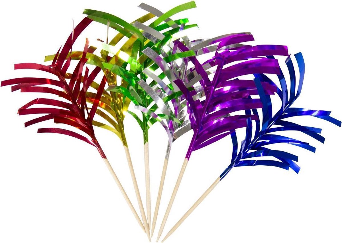 FOLAT BV - 10 metallic aperitief palmboom prikkers - Decoratie > Wegwerp servies